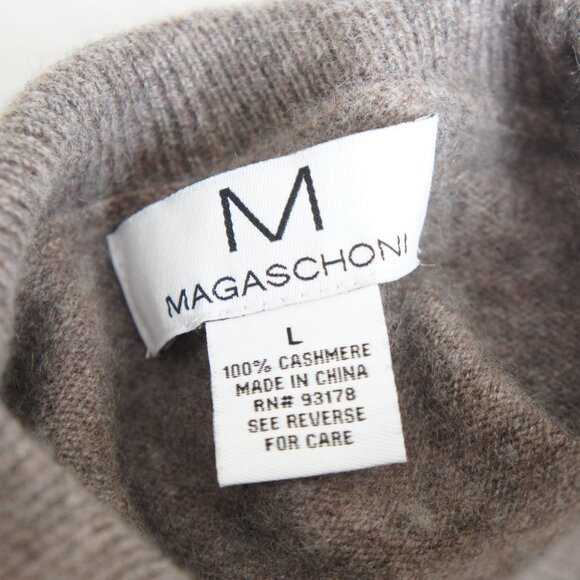 Magaschoni Dark Oatmeal Gray 100% Cashmere Turtleneck Tunic Size Large - Picture 3 of 8